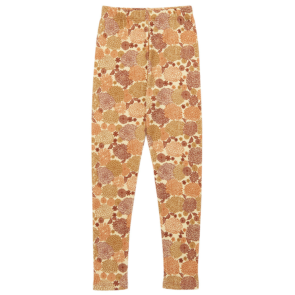 Misha & Puff Child Leggings Brown Acorn Chrysanthemum Print