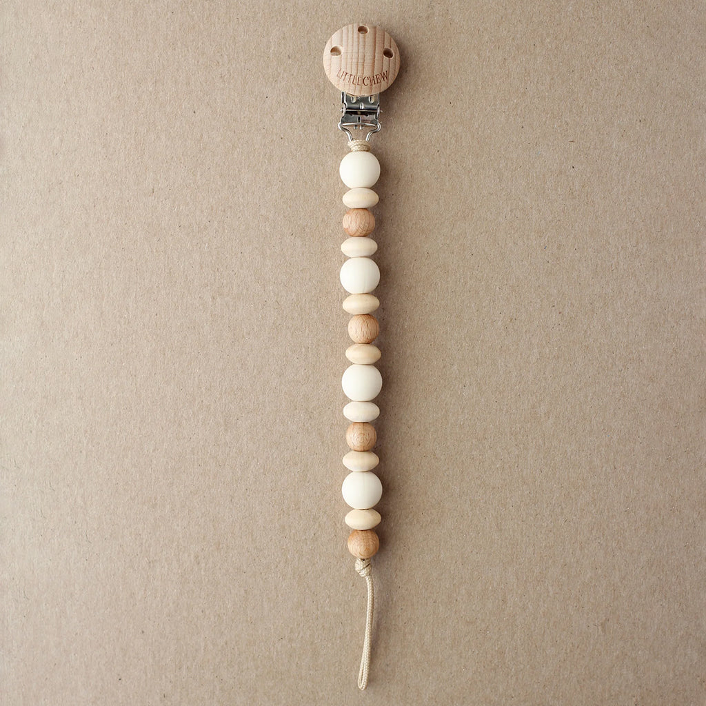 Little Chew Pacifier Clip Amor Cream