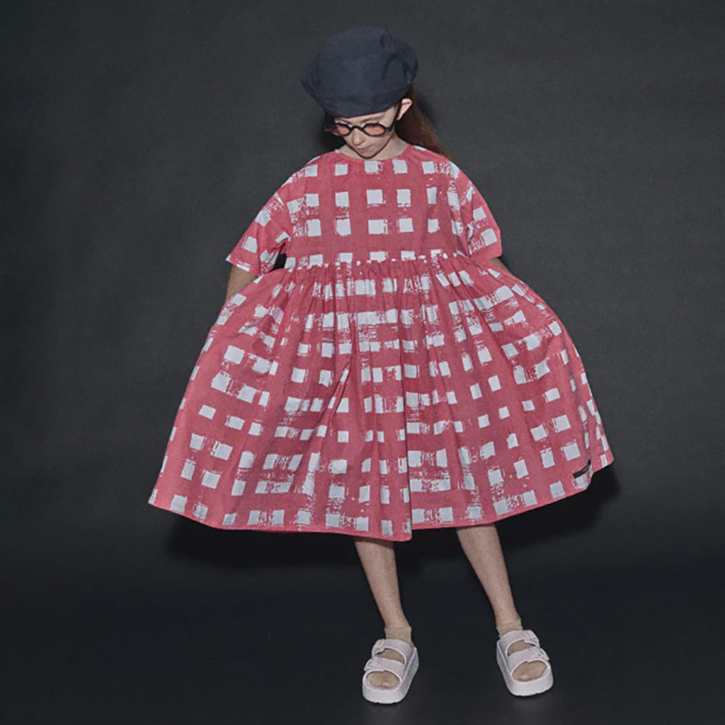 Little Creative Factory Child Atlantic Dress Coral Pink Plaid Print