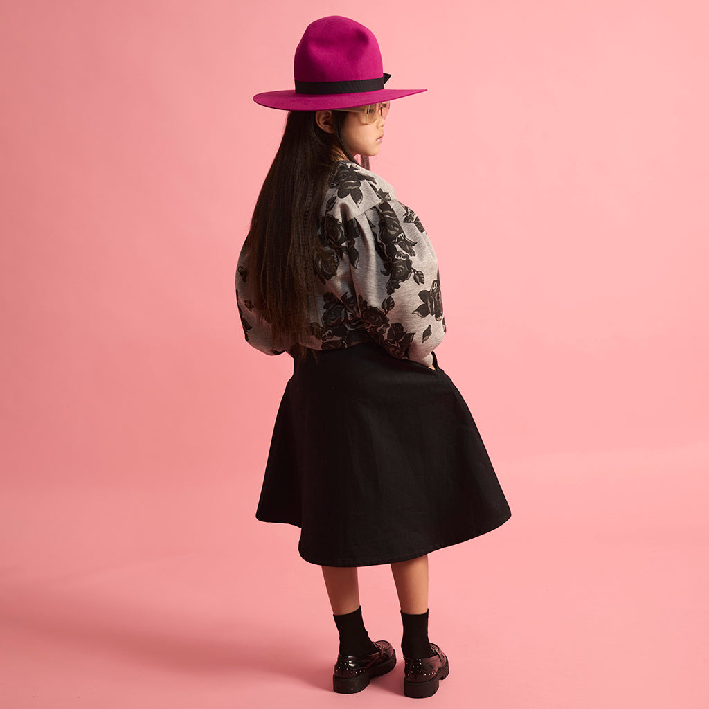 Little Creative Factory Child Neoprene Sweatshirt Grey Melange And Black Flowers