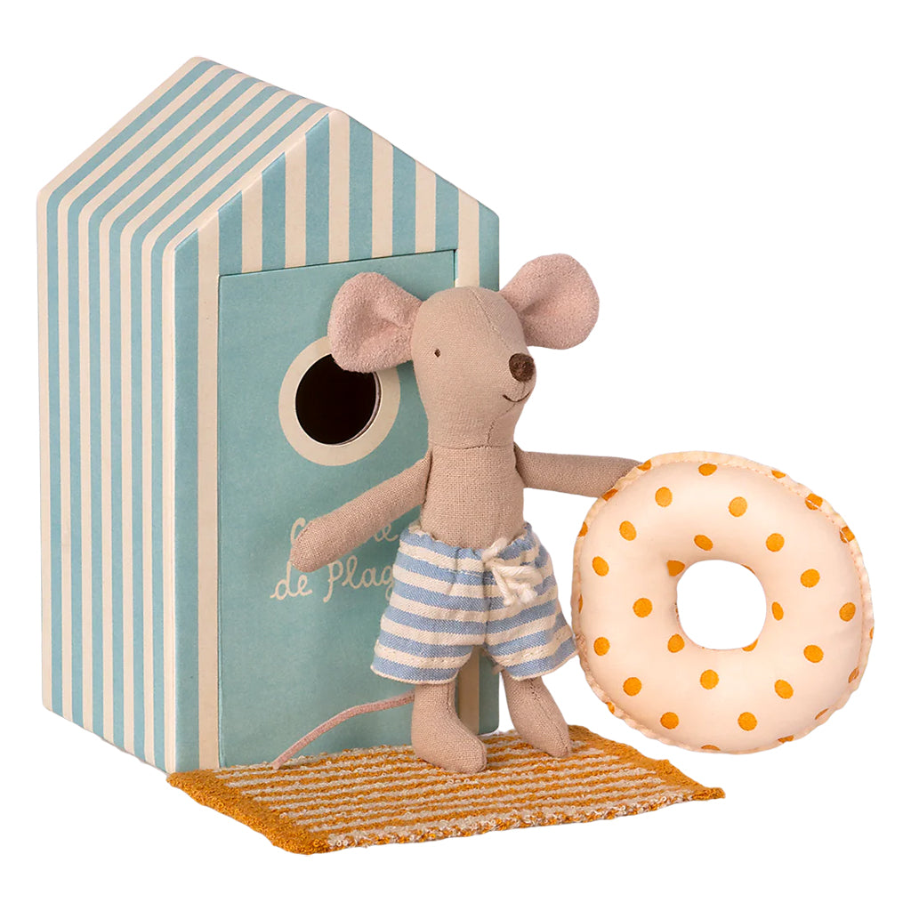 Maileg Toys Mouse Beach Little Brother In Cabin De Plage