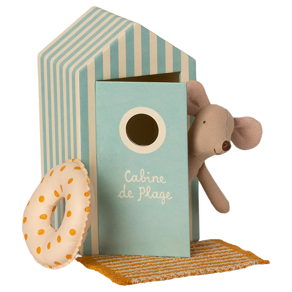 Maileg Toys Mouse Beach Little Brother In Cabin De Plage