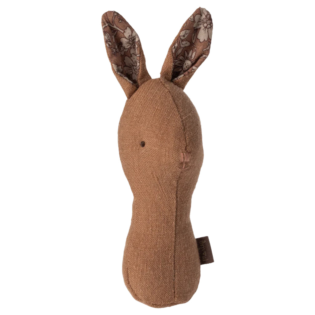 Maileg Toys Lullaby Friends Bunny Rattle Chocolate Brown