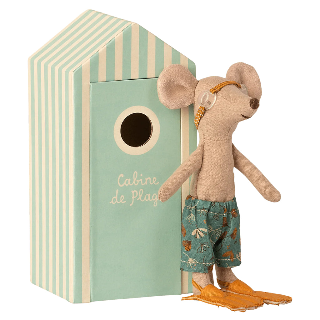 Maileg Toys Big Brother Beach Mouse In Cabin De Plage