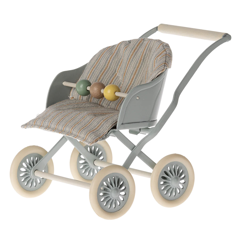 Maileg Toys Mouse Nursery Miniature Stroller Blue