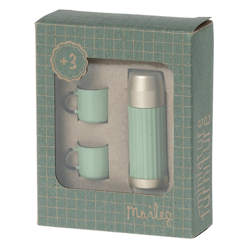 Maileg Toys Mouse Outdoor Thermos and Cups Mint