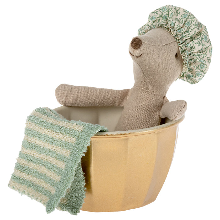 Maileg Toys Mouse Bath Big Sister Wellness Green