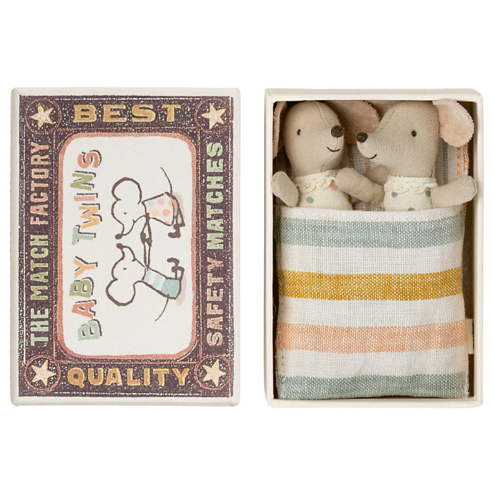 Maileg Toys Mouse Family Twins Baby Mice In Matchbox