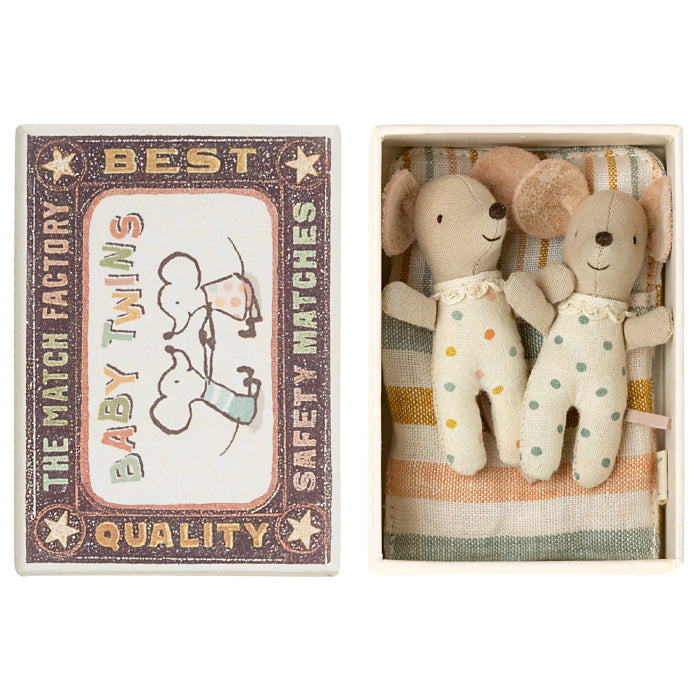 Maileg Toys Mouse Family Twins Baby Mice In Matchbox