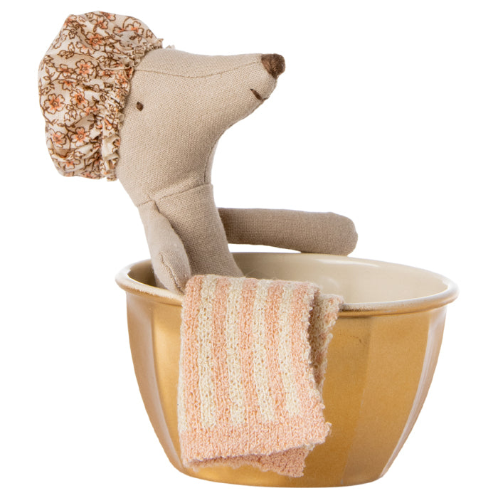 Maileg Toys Mouse Bath Big Sister Wellness Pink