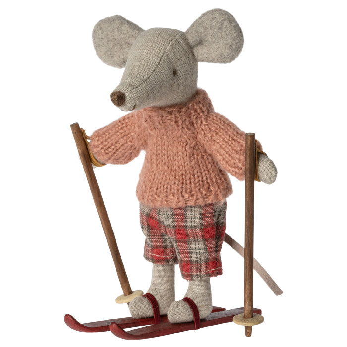 Maileg Toys Big Sister Winter Mouse With Ski Set