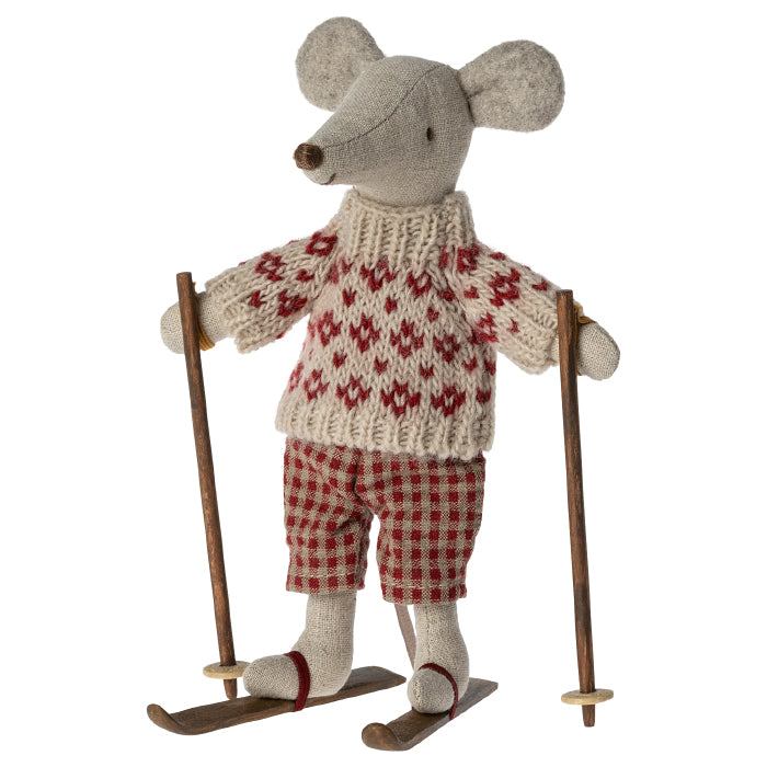Maileg Toys Mum Winter Mouse With Ski Set