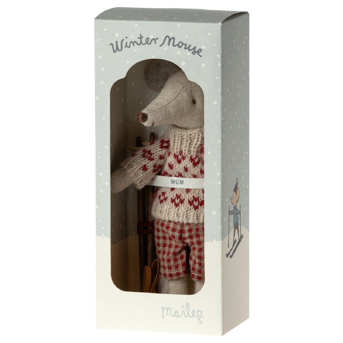 Maileg Toys Mouse Winter Mum With Ski Set