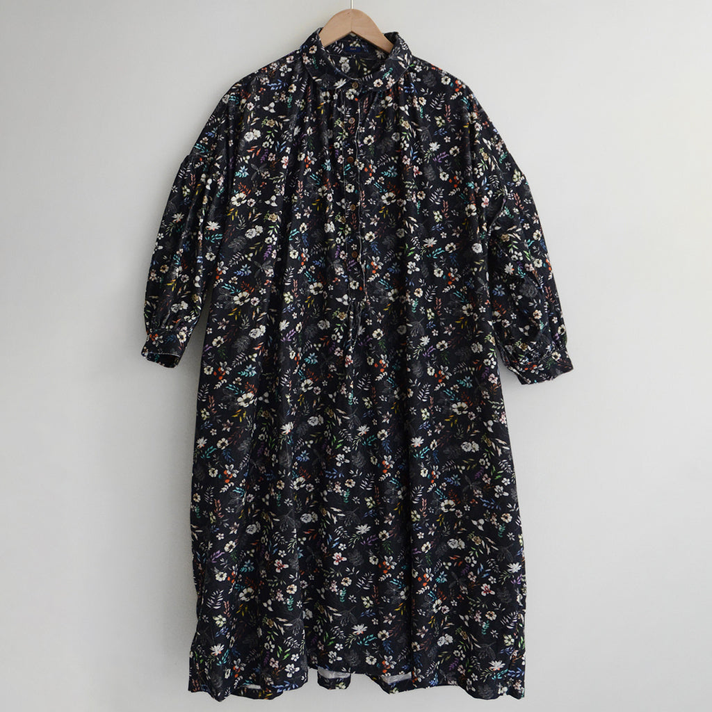 Makié Adult Emilia Dress Corduroy Charcoal Grey Flower