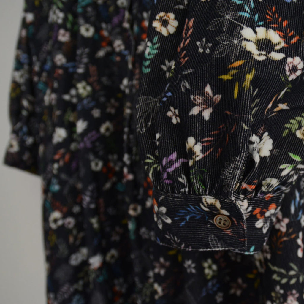 Makié Adult Emilia Dress Corduroy Charcoal Grey Flower