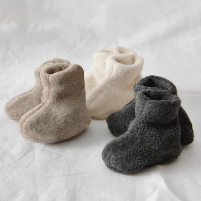 Makié Baby Fleece Booties Ivory Cream