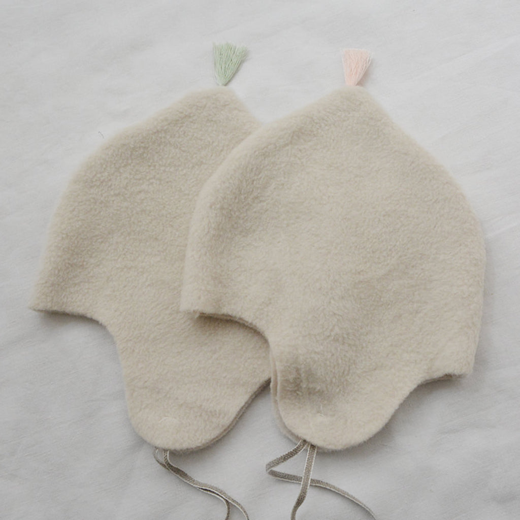 Makié Baby Fleece Bonnet Ivory White Cream