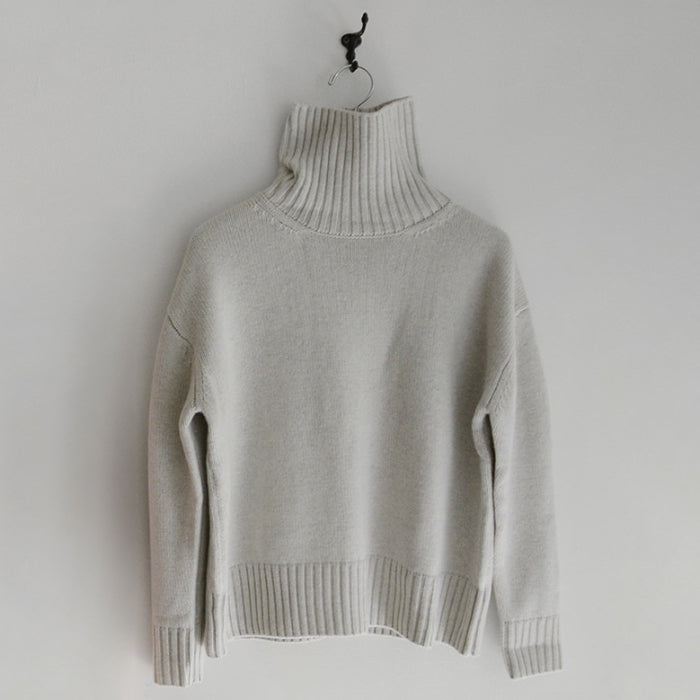 Makie Woman Cashmere Turtleneck Sweater Ice Grey