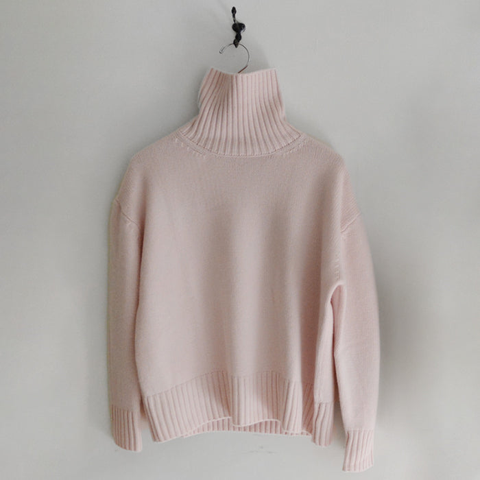 Makié Woman Cashmere Turtleneck Sweater Sakura Pink