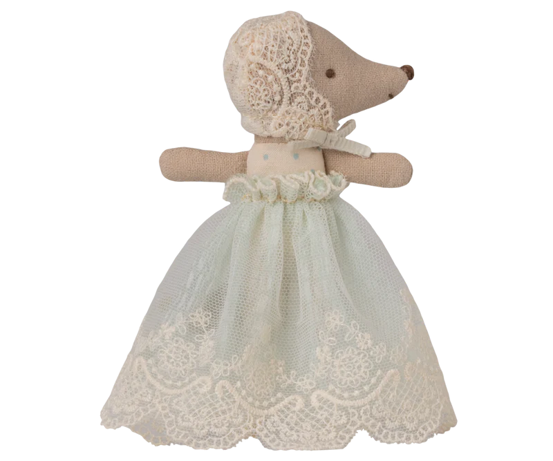 Maileg Toys Baby mouse in gown - Mint