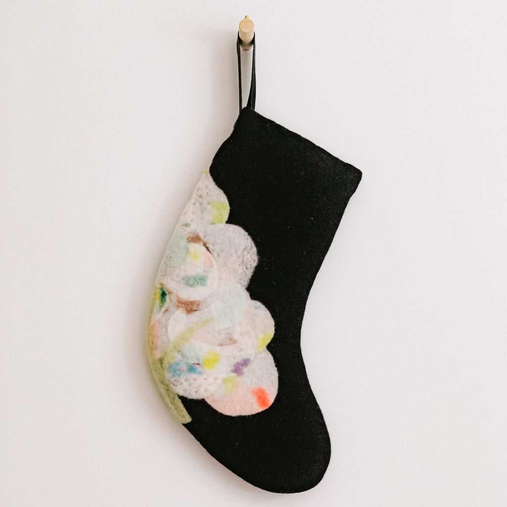 Midos Tail Hand Felted Stocking Black