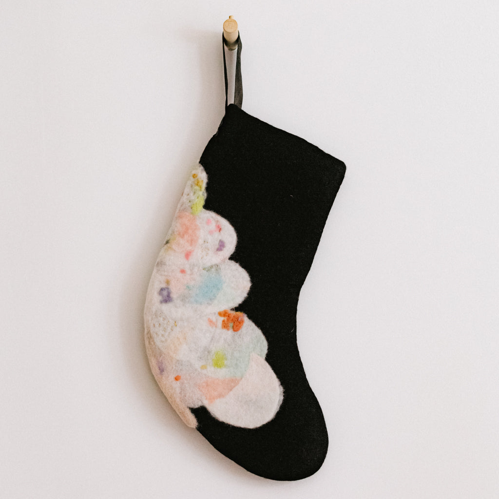 Midos Tail Hand Felted Stocking Black