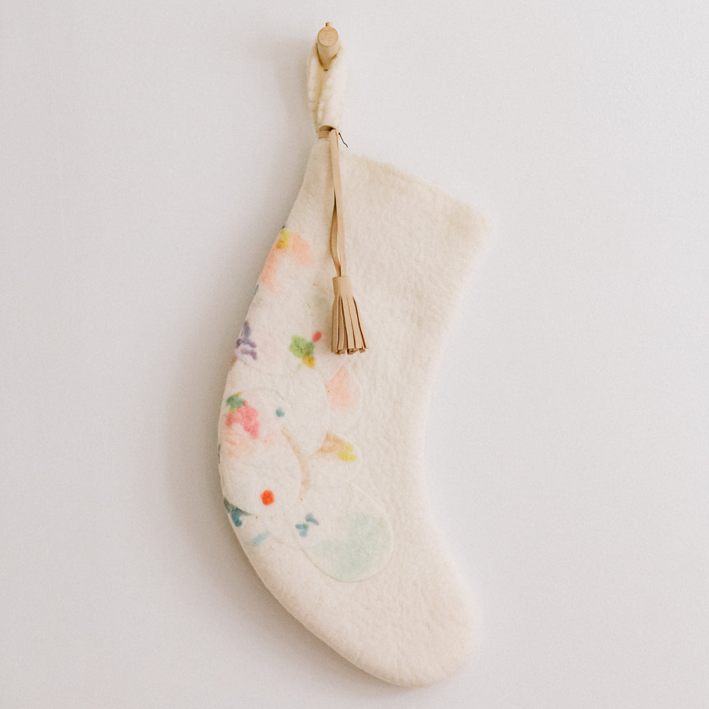 Midos Tail Hand Felted Stocking Cream