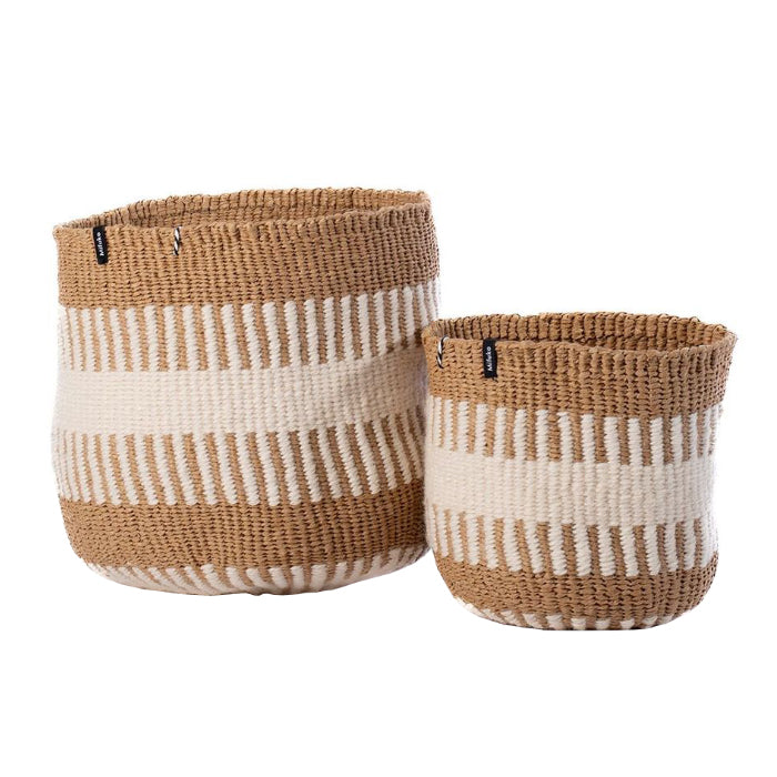 Mifuko Pamba Basket White Rib Weave Extra Small