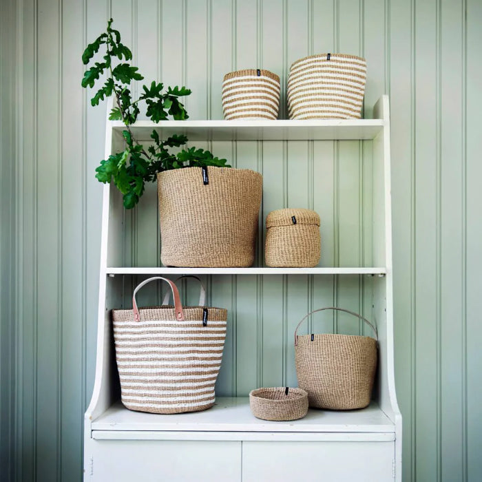Mifuko Kiondo Basket Thin Brown Stripes Small