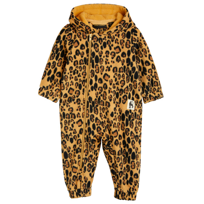 Mini Rodini Baby Leopard Fleece Jumpsuit Brown