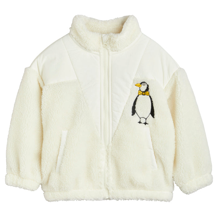 Mini Rodini Child Penguin Pile Fleece Zip Sweater White