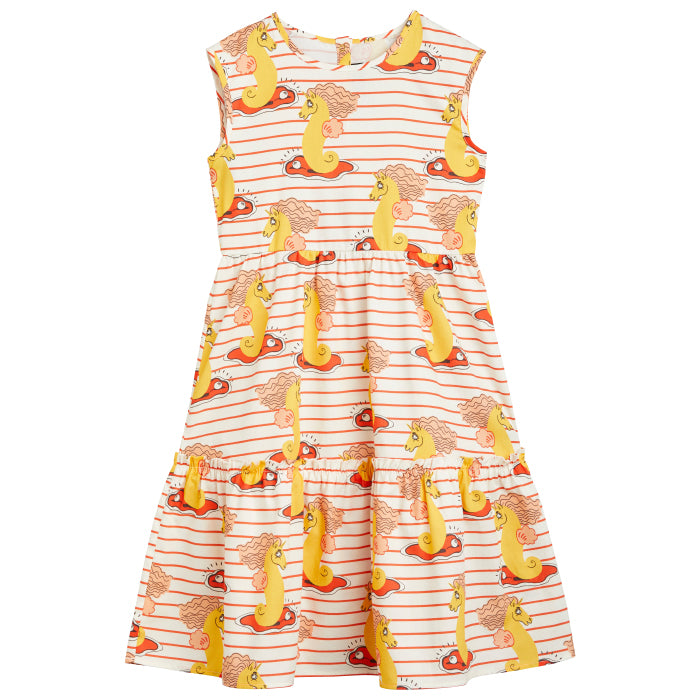 Mini Rodini Child Unicorn Seahorse Dress Red Stripes