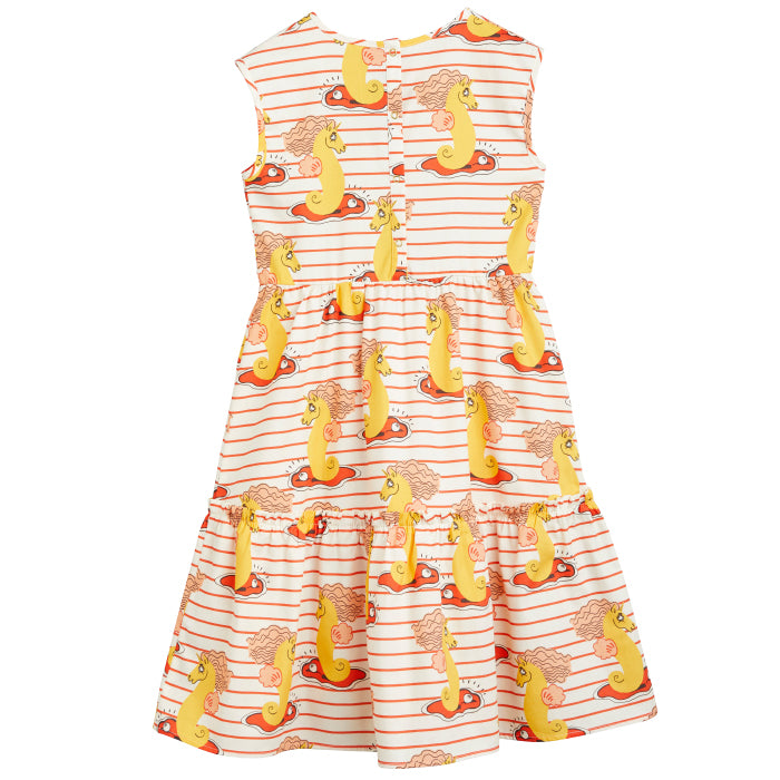 Mini Rodini Child Unicorn Seahorse Dress Red Stripes