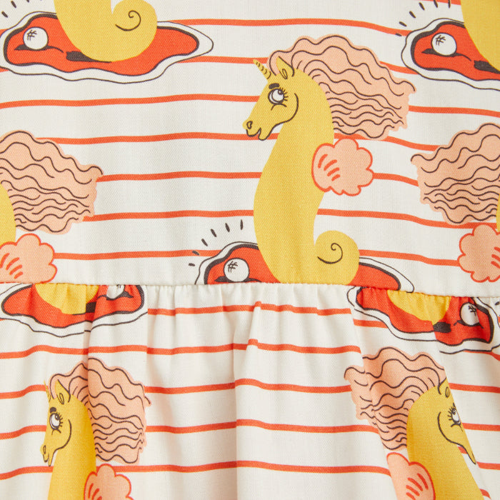 Mini Rodini Child Unicorn Seahorse Dress Red Stripes