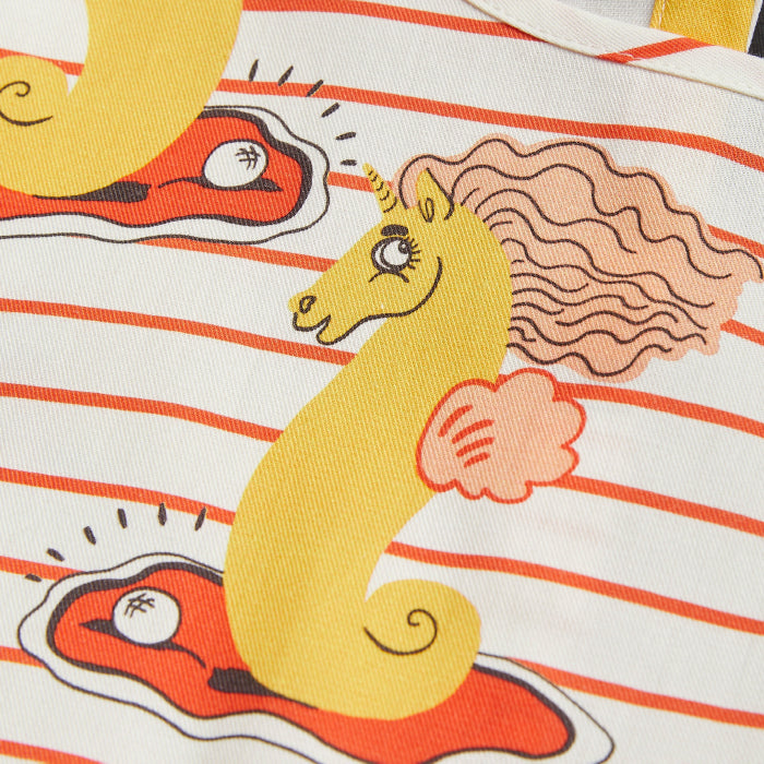 Mini Rodini Child Unicorn Seahorse Dress Red Stripes