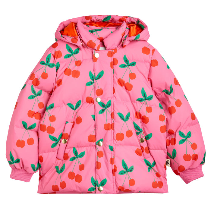 Mini Rodini Child Cherries Heavy Puffer Jacket Pink