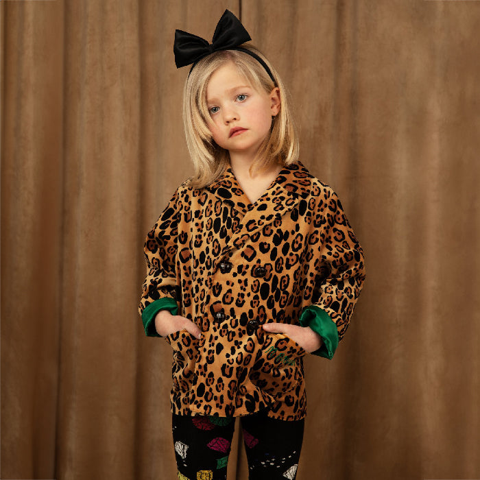 Mini Rodini Child Leopard Velvet Blazer Brown