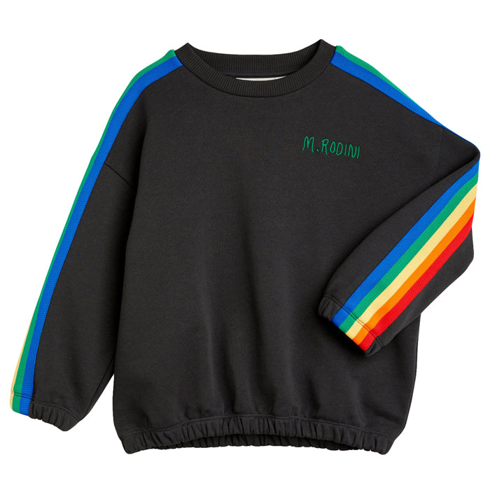 Mini Rodini Child Rainbow Stripe Sweatshirt Black