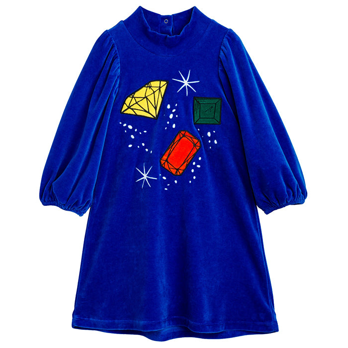 Mini Rodini Child Jewels Velour Dress Blue