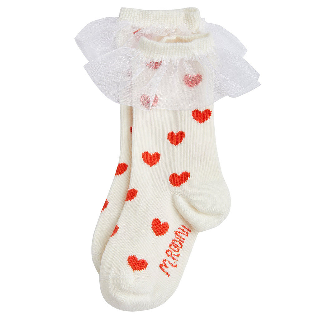 Mini Rodini Child Hearts Frill Socks Cream