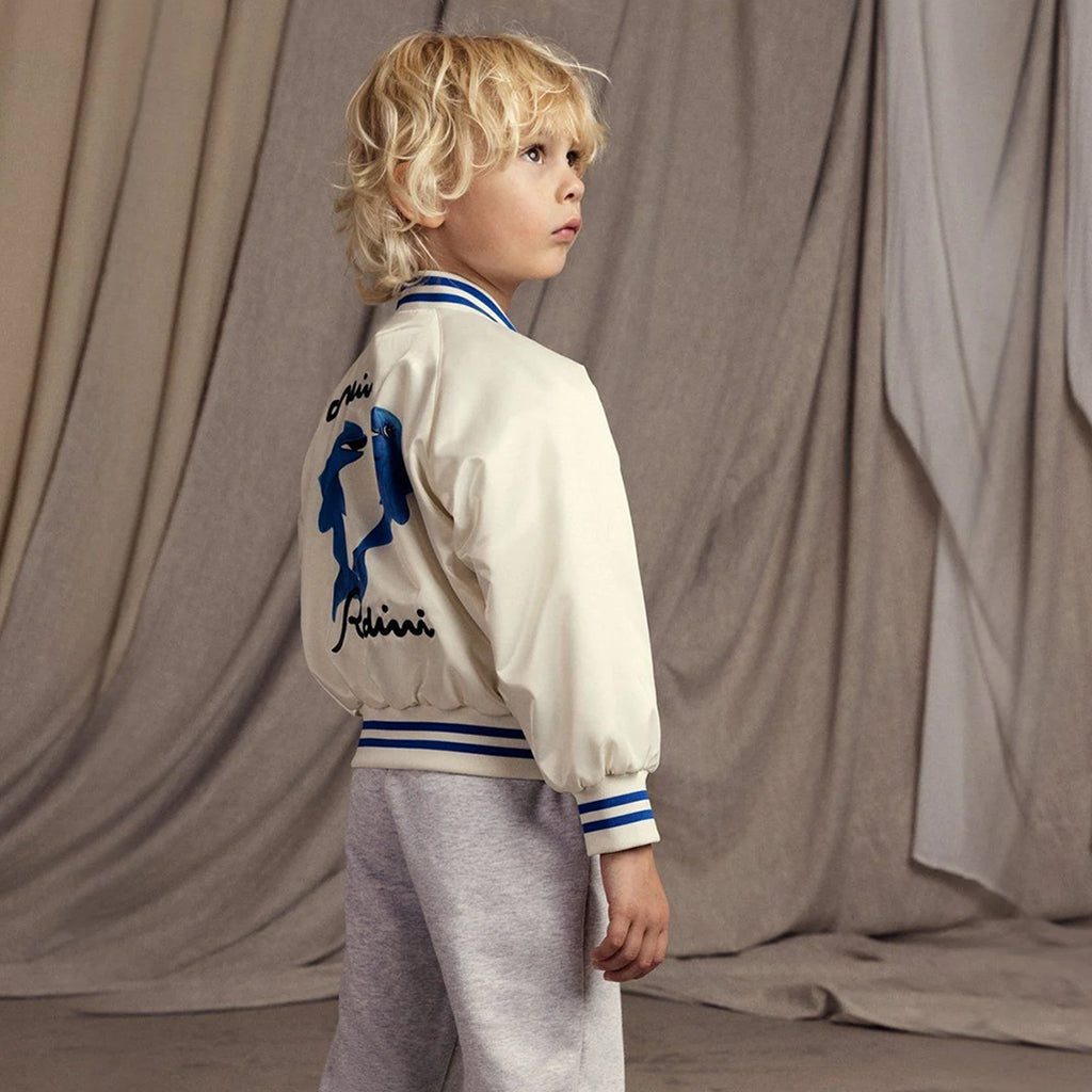 Mini Rodini Child Dolphins Baseball Jacket White