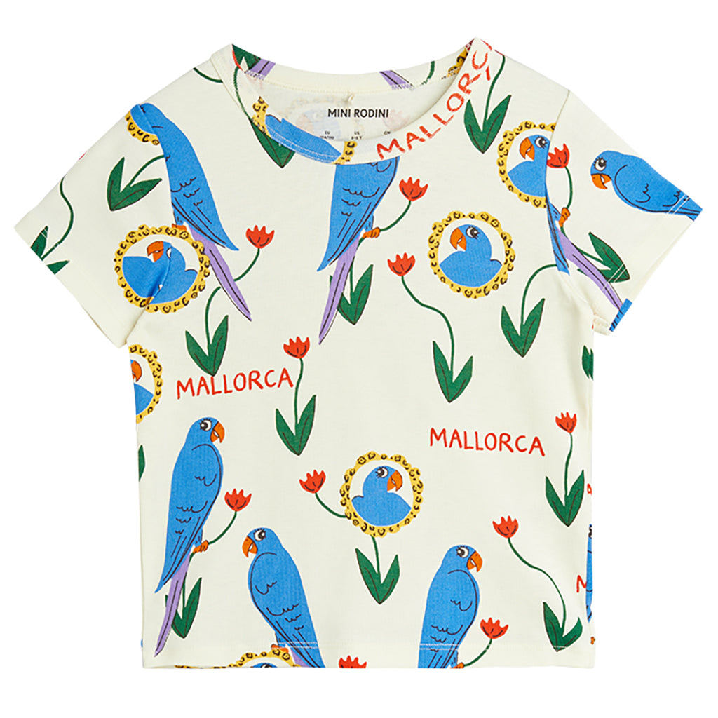 Mini Rodini Child Parrots All Over T-shirt Cream