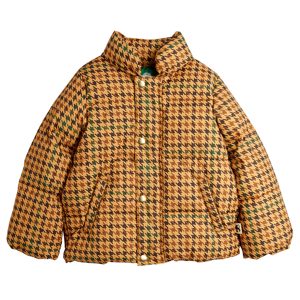 Mini Rodini Child Houndstooth City Puffer Jacket Brown