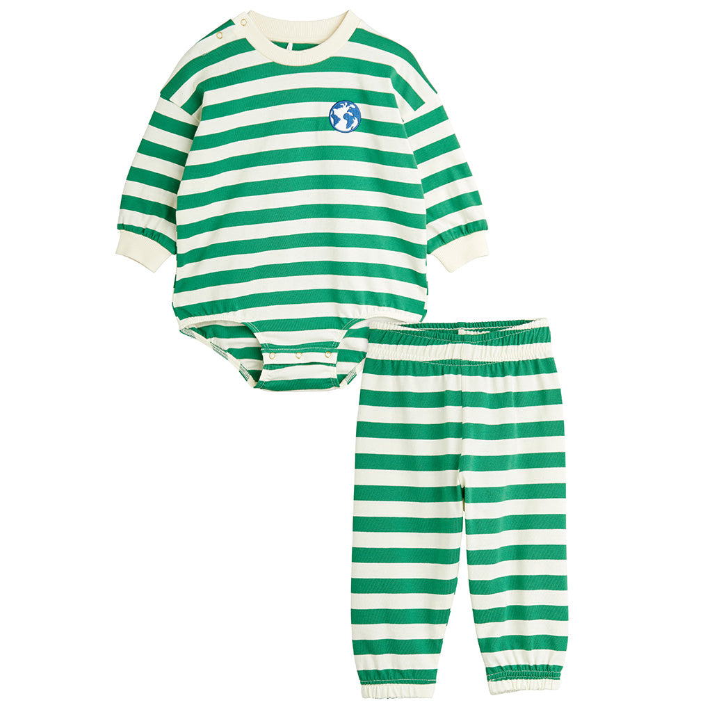 Mini Rodini Baby Set Green And White Stripes