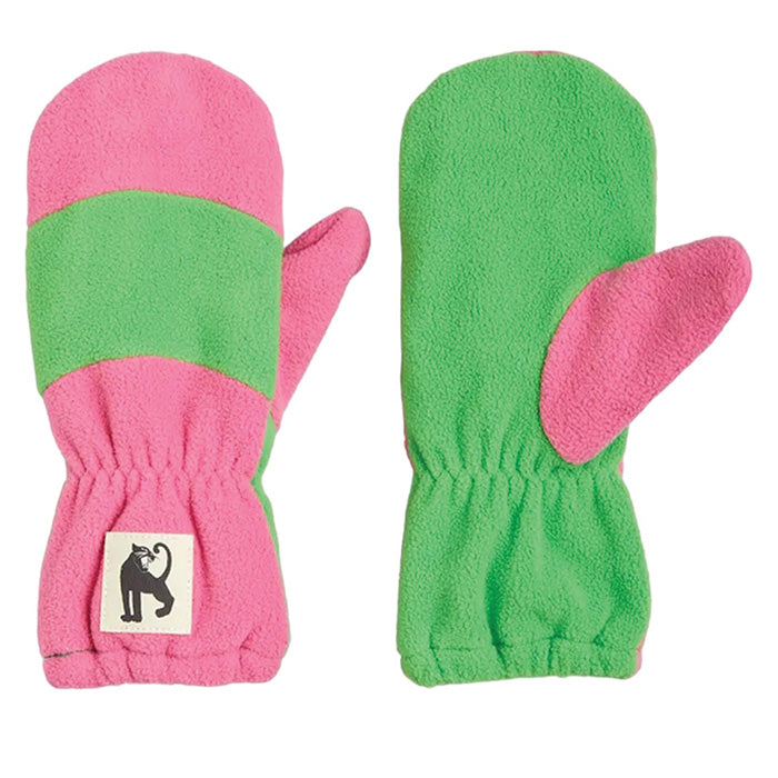 Mini Rodini Baby And Child Fleece Panel Mittens Green And Pink