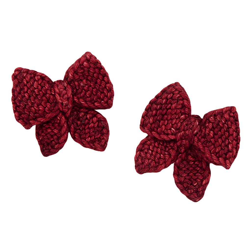 Misha & Puff Child Set Of Two Baby Puff Bow Clips Berry Red