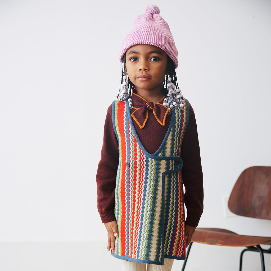 ランキングや新製品 Dress Bibi Child Puff & Misha Atlantic Jacquard Zigzag Blue ワンピース