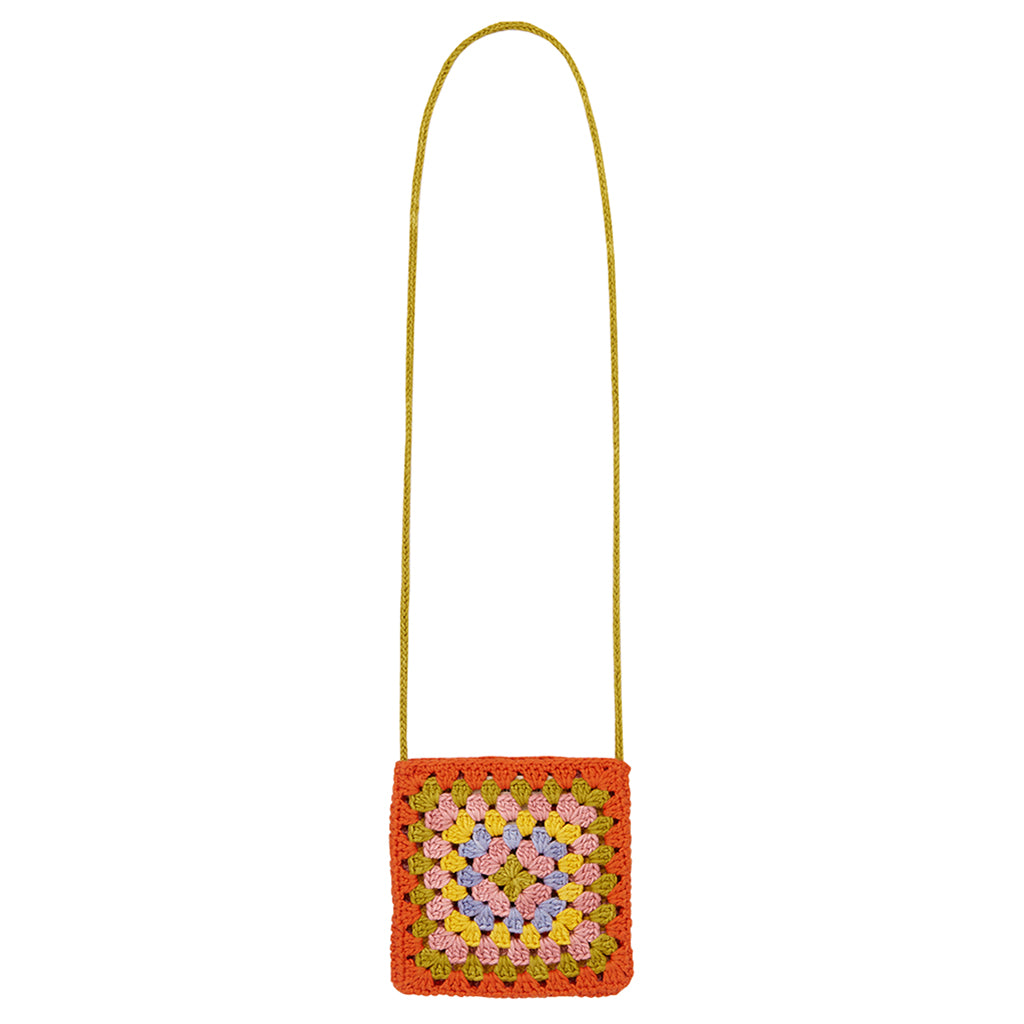 Misha & Puff Child Crochet Big Square Shoulder Bag Poppy Orange