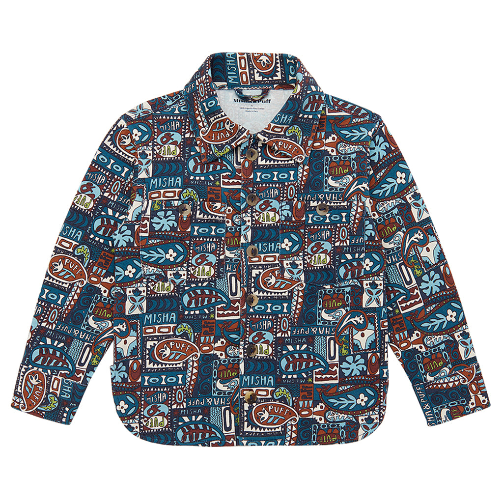 Misha & Puff Child Director's Jacket Ink Blue Groovy Paisley
