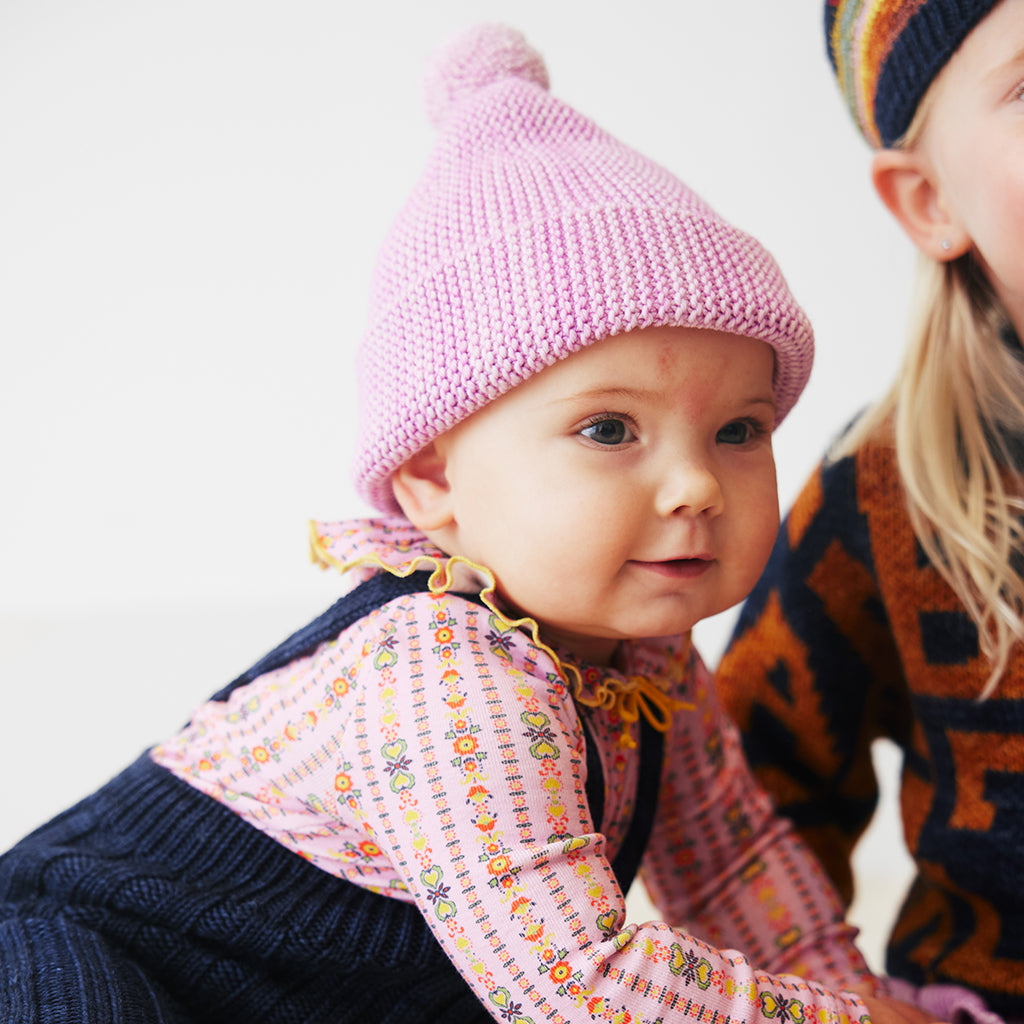 Misha & Puff Baby Garter Hat Pink Lilac